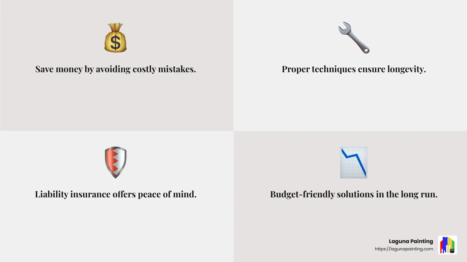 Hiring a quality commercial paint contractor can save you money in the long run, by avoiding costly mistakes and ensuring a long-lasting finish. - why should you hire a quality commercial paint contractor infographic 4_facts_emoji_grey