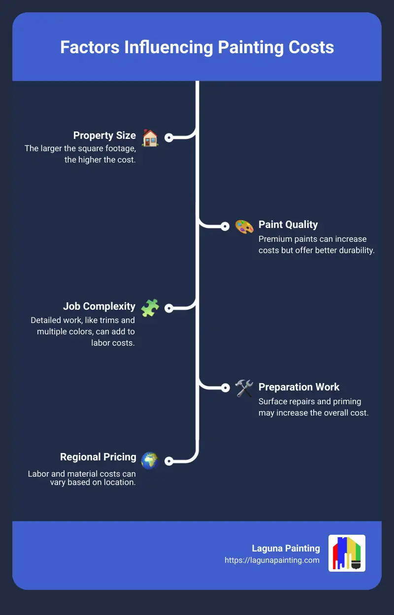 Factors Influencing Painting Costs Infographic - price per square foot for painting new construction infographic infographic-line-5-steps