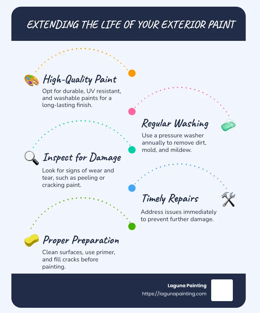 Proper preparation is key to a successful and long-lasting paint job - how often should you paint the exterior of your house infographic infographic-line-5-steps-blues-accent_colors
