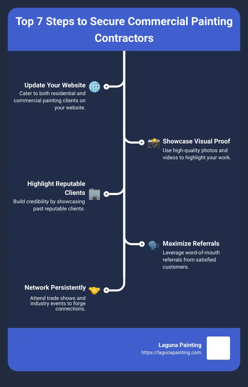 Top 7 Steps to Secure Commercial Painting Contractors - how to get commercial painting contractors infographic infographic-line-5-steps