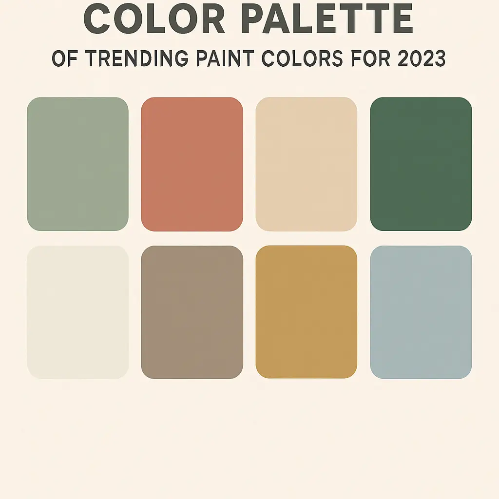 Color palette of trending paint colors for 2023