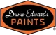Dunn-Edwards Paints logo: orange shield with black center, white cursive 'Dunn-Edwards' and orange 'PAINTS' text.